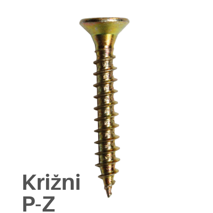 Ugrezna glava, polni navoj, DIN 7505, Rumeno pocinkan - Križni PZ