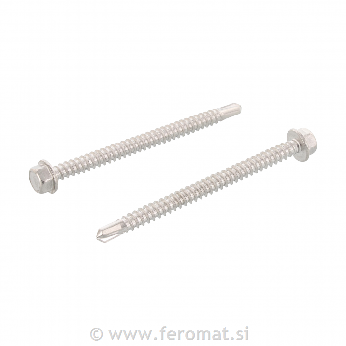 Samovrtalni, šestroba glava s prirobnico, tip K - DIN 7504, Inox A2
